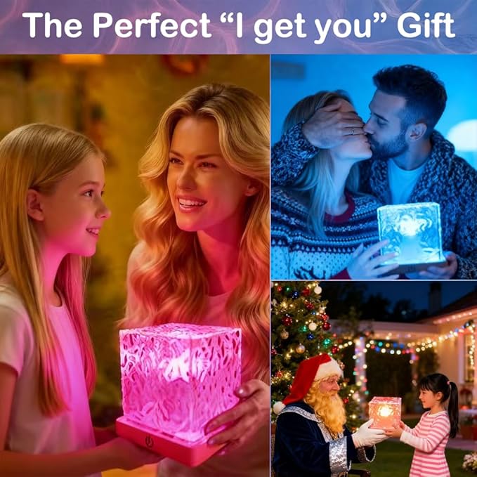 Rechargeable Shower Lamp for Inside Shower - Bathroom Bathtub Ocean Wave Projector Light-Cordless Battery Operated Water Ripple Light Underwater-Ambient Mood Lighting-Ocean Party Decor