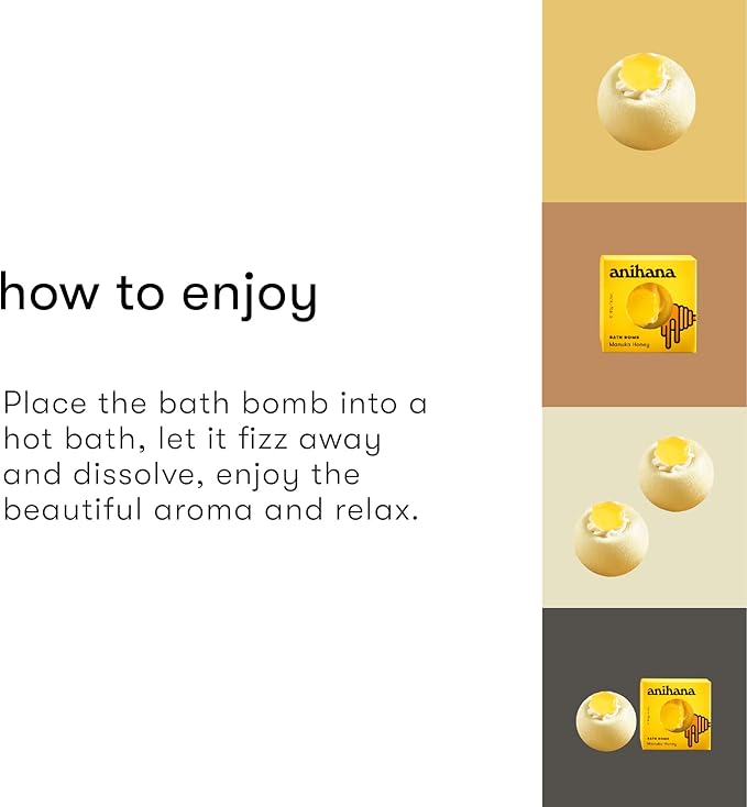 ANIHANA Bath Bomb with Coconut Oil, Paraben Free, Hand-Crafted Luxury Fizzers, Refreshing Manuka Honey Scent, 6.3 oz