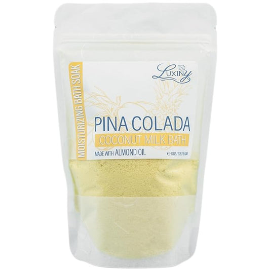 Luxiny Vegan Milk Bath Soak Made with Coconut Milk Powder & Sweet Almond Oil Which Creates A Bath Bomb Dust Soothing Fizz, 8oz (Pina Colada)