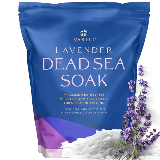 Yareli Magnesium Flakes, 5lb Lavender, Dead Sea Bath and Foot Soak, Alternative to Epsom Salt with Over 250,000mg of Magnesium Chloride Per Bag