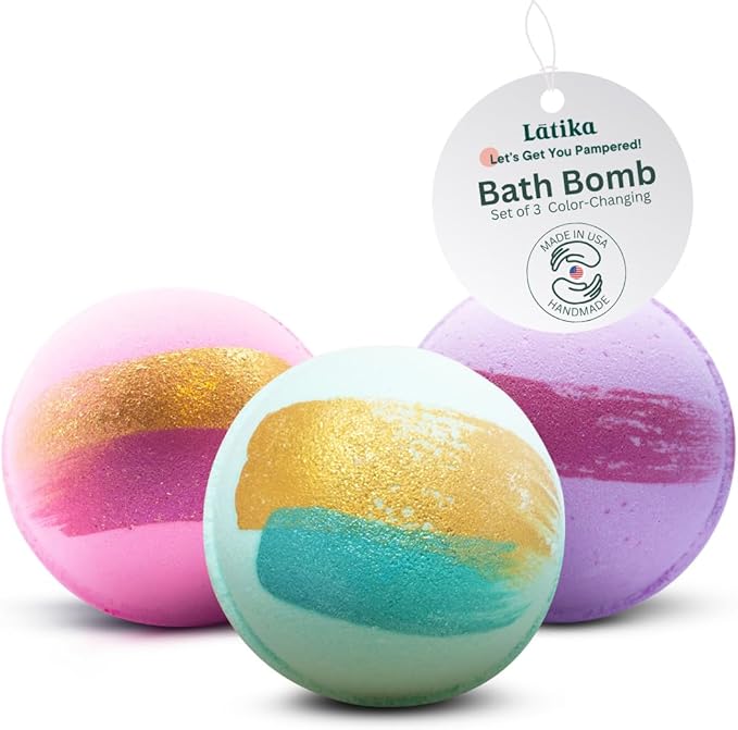Latika Color Changing Bath Bombs - Pink Topaz, Lavender, and Agave for Ultimate Relaxation and Skin Nourishment