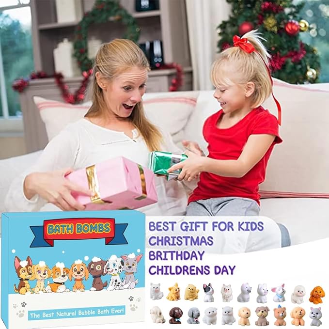 Bath Bombs for Kids with Surprise Inside for Boys Girls Toddlers 20 Pack Kids Gift Set Organic Bubble with Puppy Inside Natural Handmade