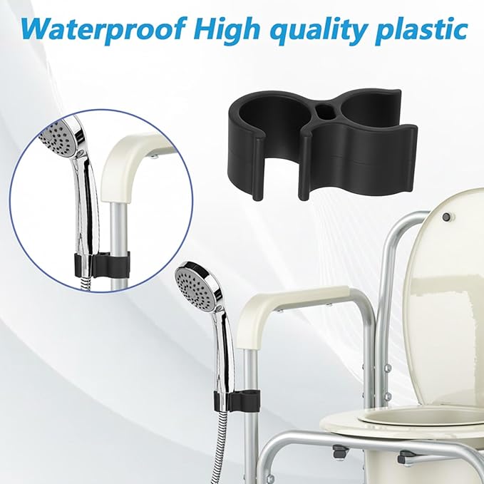 2 PCS Shower Head Holder for Shower Chair, Universal Bath Seat Shower Bracket Attachment for Transfer Bench, Tub Stool, Elderly Disabled Users, Universal Fit