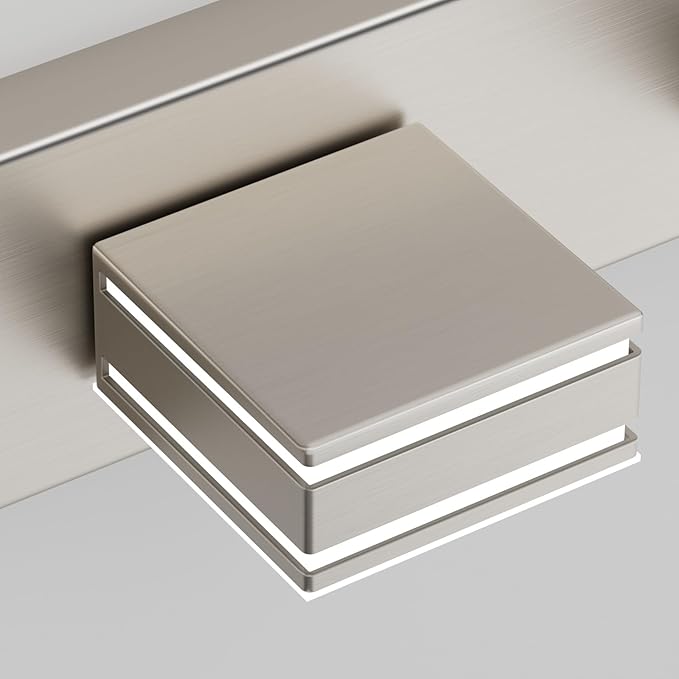 Ralbay 55inch Brushed Nickel Vanity Light for Bathroom 7-Light Metal Acrylic Modern LED Bathroom Light Fixtures