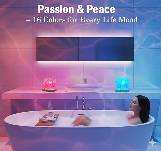 Rechargeable Shower Lamp for Inside Shower - Bathroom Bathtub Ocean Wave Projector Light-Cordless Battery Operated Water Ripple Light Underwater-Ambient Mood Lighting-Ocean Party Decor