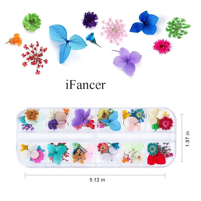 108 Pcs Dried Flowers for Resin Nail Art 62 Colors 3D Dry Flowers for Nails 2 Boxes Small Tiny Dried Flowers for Nail Art Little Pressed Real Natural Flower Nail Art Design Decoration Supplies