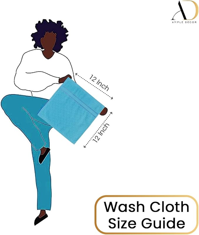 Ample Decor Sky Blue Wash Cloth Set of 5 100% Cotton - Quick Dry, Highly Absorbent, Popcorn Textured - Mulaayam Collection - 12 X 12 Inch