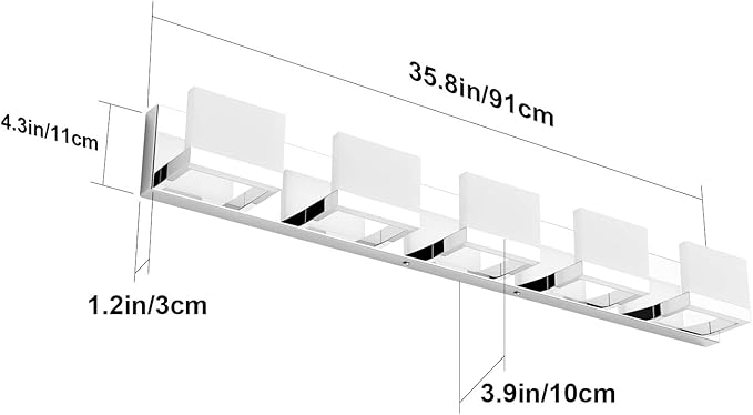 Tipace 5 Lights Modern Chrome Vanity Light for Bathroom Wall Light Up and Down LED Bathroom Light Fixtures Over Mirror(White Light 6000K)