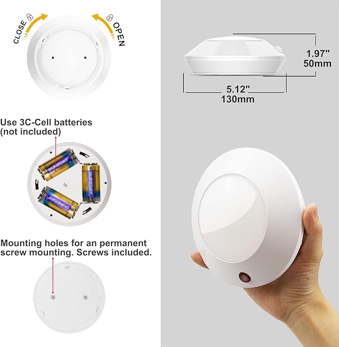 BIGLIGHT Wireless Ceiling Light Battery Operated, Color Changing Shower Lights with Remote, RGB LED Night Light for Hallway Shed Closet Corridor Laundry Bedroom Bathroom Mood Lighting, 5 Inch