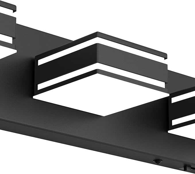 Ralbay 24inch Black Bathroom Vanity Lights with 5 Color Temperatures (3000K-6000K) Dimmable Modern Metal Acrylic LED Matte Black Bathroom Wall Lighting Fixtures (3-Light)