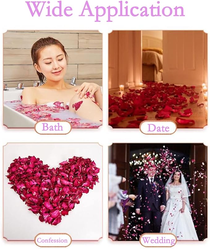100 Grams Dried Natural Real Red Rose Petals Real Flower Rose Petals for Bath Aromatherapy Wedding Party Decoration Crafts Accessories