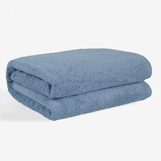 SALBAKOS 100% Turkish Cotton Jumbo Bath Sheet Towel Oversized 40x80 inch | Premium Hotel & Spa Quality, Soft, Absorbent, XL Bath Towels | Made in Turkey (Pack of 1, Blue, Jumbo Bath Sheet)