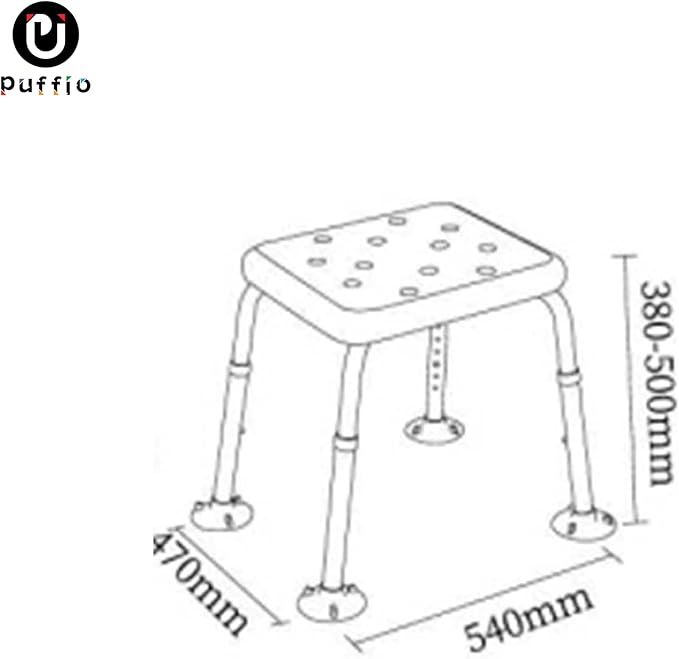Shower Stool, 3 Positions Height Adjustable Bath Shower Chair, Portable Non-Slip Bathroom Bench Seat for Elderly, Handicap and Disabled