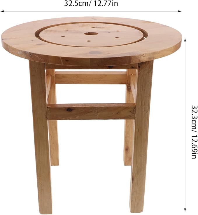 KICHOUSE Wood Bathroom Stool - Anti-Skid Hollow Sauna Bucket Stool - Wooden Four-Legged Steam Seat - Shower Hollow Chair for 20 Inch Height Tub