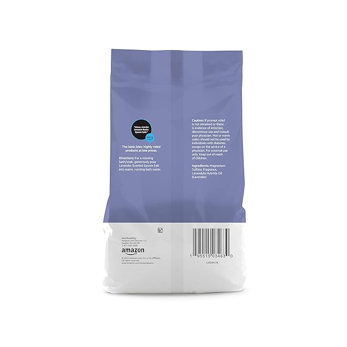 Amazon Basics Epsom Salt Soaking Aid, Lavender Scented, 3 Pound, 1-Pack (Previously Solimo)