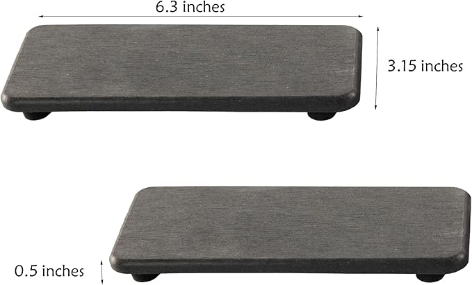 2 Pcs Water Absorbing Stone Trays, Kitchen/Bathroom Sink Soap Dish, Diatomite Tray Used for Hand Soap & Cosmetic Bottles in The Modern Home, 3.15" W x 6.3" L, Dark Gray