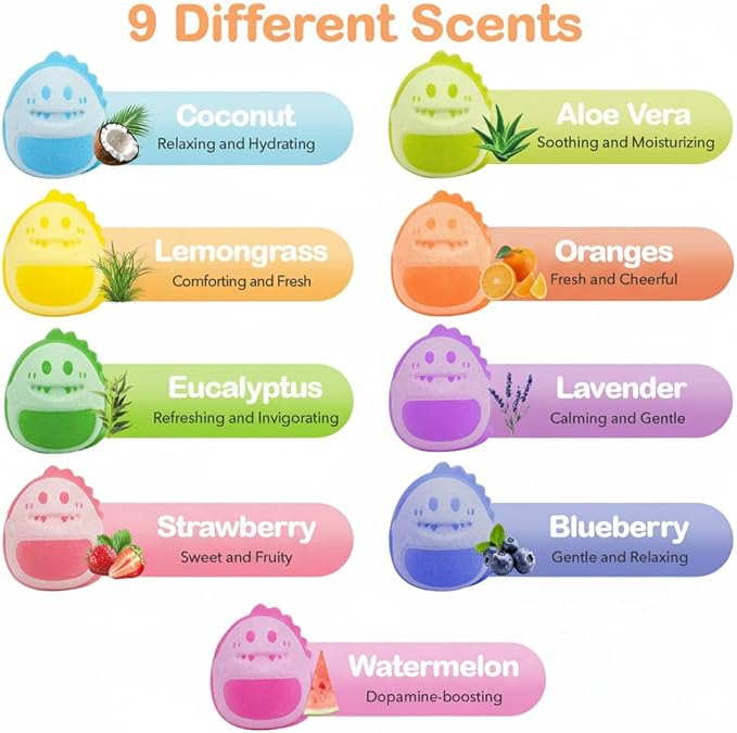 Dinosaur Bath Bomb Gift Set 9 Packs for Girls and Boys, Handmade and Nature Bath Bombs with Surprise for Kids, Perfect for Bubble Bath, Christmas Birthday Gifts for Kids Toddler Women