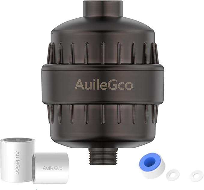 25 Stage AuileGco High Output Shower Filter, Equipped with a Replaceable Cartridge, Improves The Condition of Your Skin, Hair and Nails-Shower Head Filter for Hard Water,Chlorine