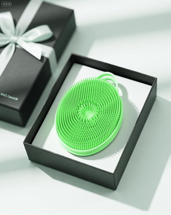 2 in 1 Silicone Body Scrubber, Anti Cellulite Massage Scrubber, Exfoliating Shower Brush for Men & Women, Removes Dead Skin, Reduces Cellulite, Improves Circulation, Fast Dry, Non Slip (1PC, Green)