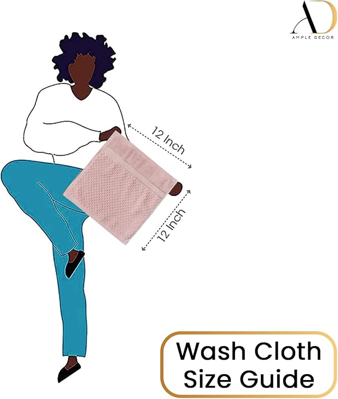 Ample Decor 100% Cotton Washcloths Set of 50 - Highly Absorbent, Popcorn Textured - Mulaayam Collection - Soft Pink 12 X 12 Inch