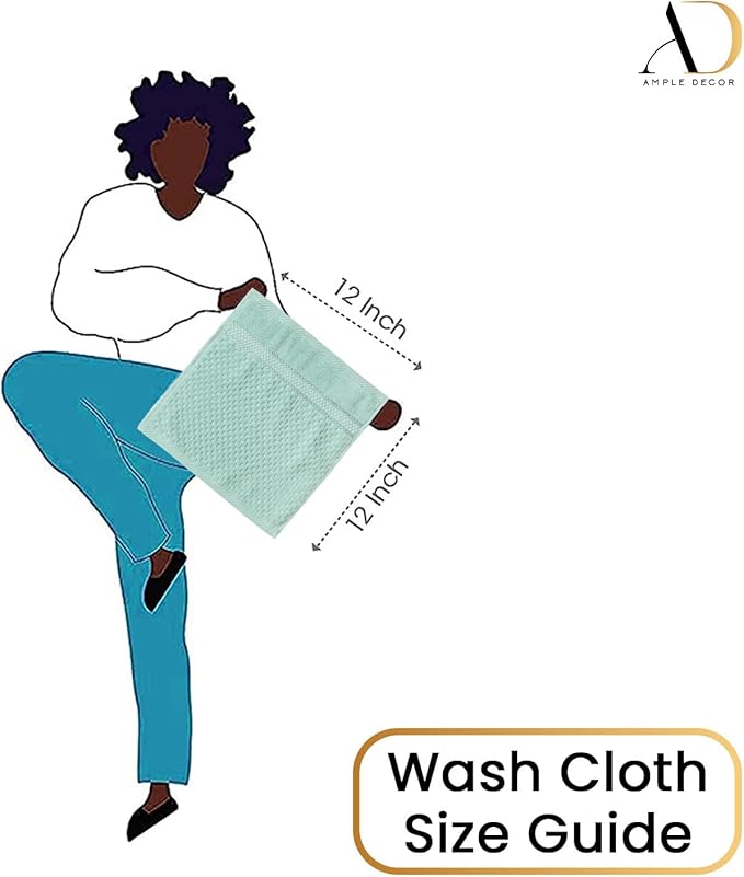 Ample Decor 100% Cotton Washcloths Set of 50 - Highly Absorbent, Popcorn Textured - Mulaayam Collection - Mint Green 12 X 12 Inch