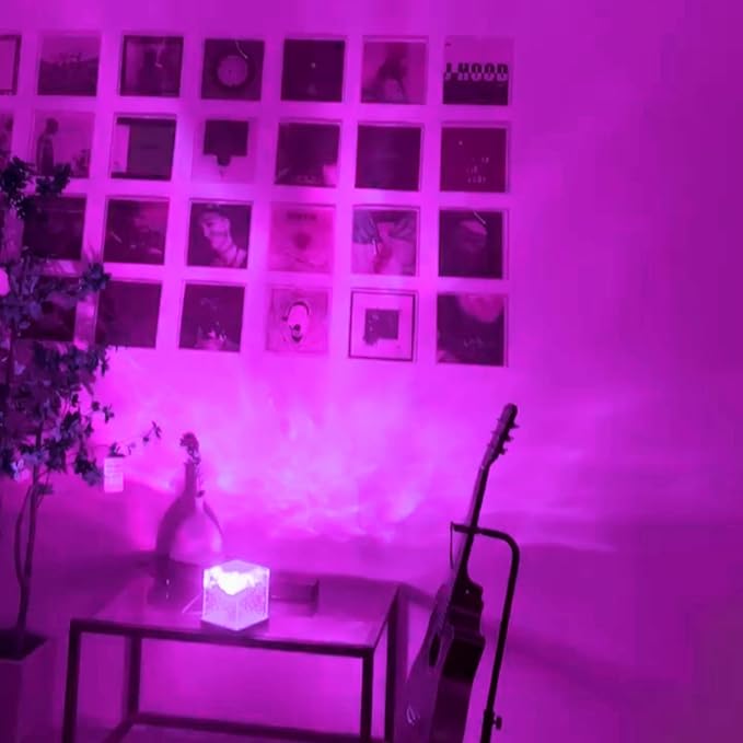 Aurora Ocean Wave Lights Projector,16 Colors 4 Modes Cube Color Changing Light Dimmable, Ambient Mood Lamp for Shower, Crystal Northern Lights for Bedroom Bathroom Playroom, with Remote (Large)