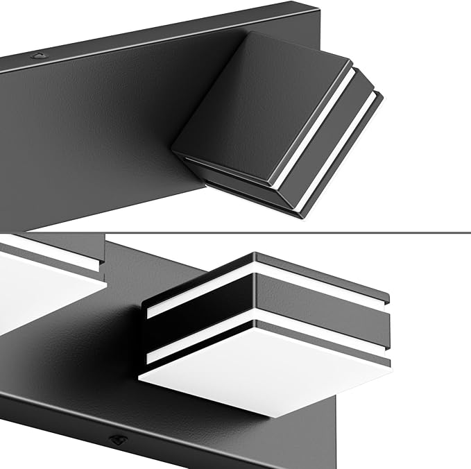 Ralbay Modern Black Vanity Light for Bathroom 4-Light 30inch Matte Black Modern LED Acrylic Bathroom Wall Lighting Fixtures Over Mirror