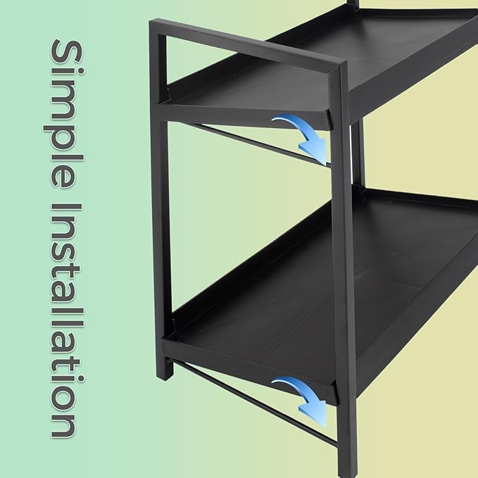 2-Tier Countertop Organizer for Bathroom – Cosmetic Organizer Rack and Storage Shelf for Bedrooms, Offices, Kitchen Counters, and Under Sinks (Black)