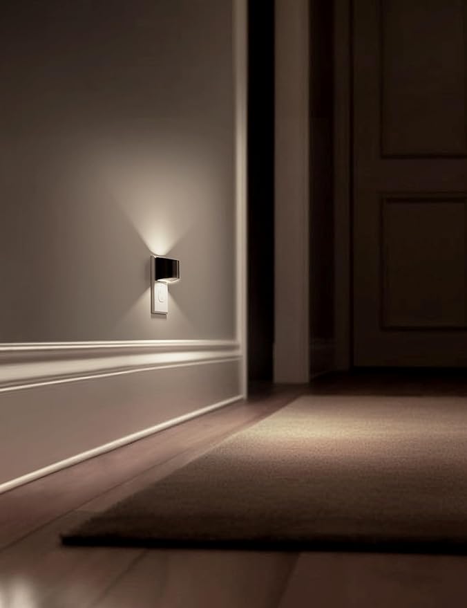 L LOHAS LED Night Lights Plug into Wall 2 Pack, Nightlight with Dusk to Dawn Sensor,3 Level Brightness Adjustable, 5000K Daylight White