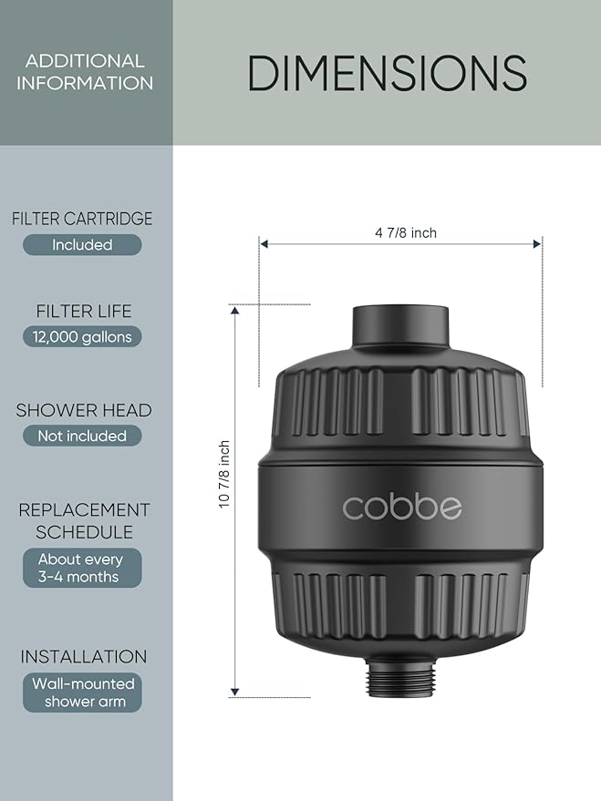 Cobbe Shower Filter for Hard Water - High Output Shower Filter for Removing Chlorine and Harmful Substances, Matte Black
