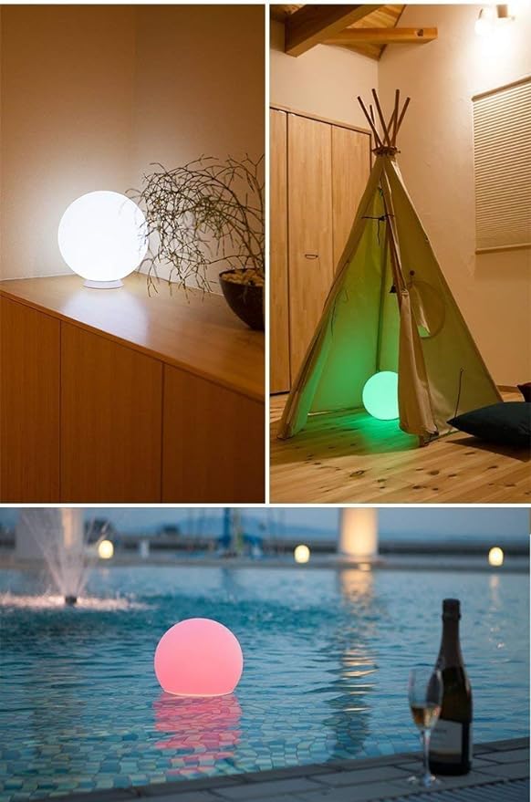 Mr.Go 8-inch Ultra-Fun LED Glowing Ball Light w/Remote, RGB Color Changing Globe Mood Lamp, 16 Colors 8 Brightness 4 Lighting Modes, Waterproof, Rechargeable & AC Adapter Power, Stunning Light Orb