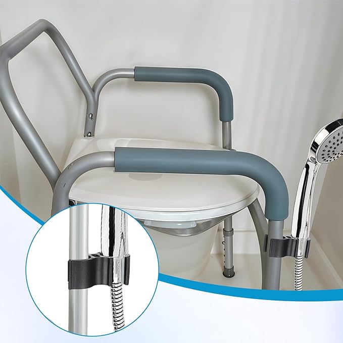 2 PCS Shower Head Holder for Shower Chair, Universal Bath Seat Shower Bracket Attachment for Transfer Bench, Tub Stool, Elderly Disabled Users, Universal Fit