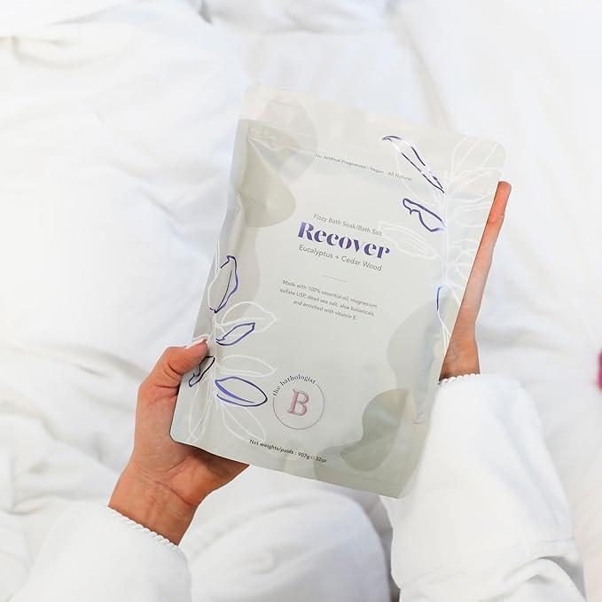 The Bathologist Fizzy Bath Soak, Shea Butter & Epsom Salt, Mineral Therapeutics, Exfoliating for Dry Skin, Vegan & Cruelty-Free, 32 oz (Recover)