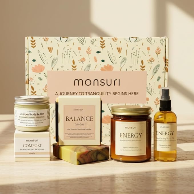 Gifts for Best Friend Woman | Bestie Boost Self Care Gift Set. 5-Piece Pampering At Home Spa Kit with Candle, Bath Bomb, Body Butter, Soap Bar, Body Oil. Best Friend Birthday Gifts for Women