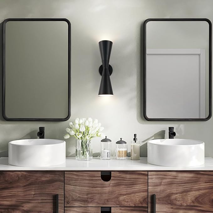 Wall Sconces Set of Two, Bathroom Sconces Lighting 13 inch Black Modern Sconces Wall Decor Set of 2 Indoor Wall Light Fixtures for Living Room Hallway Staircase Bedroom Hardwired
