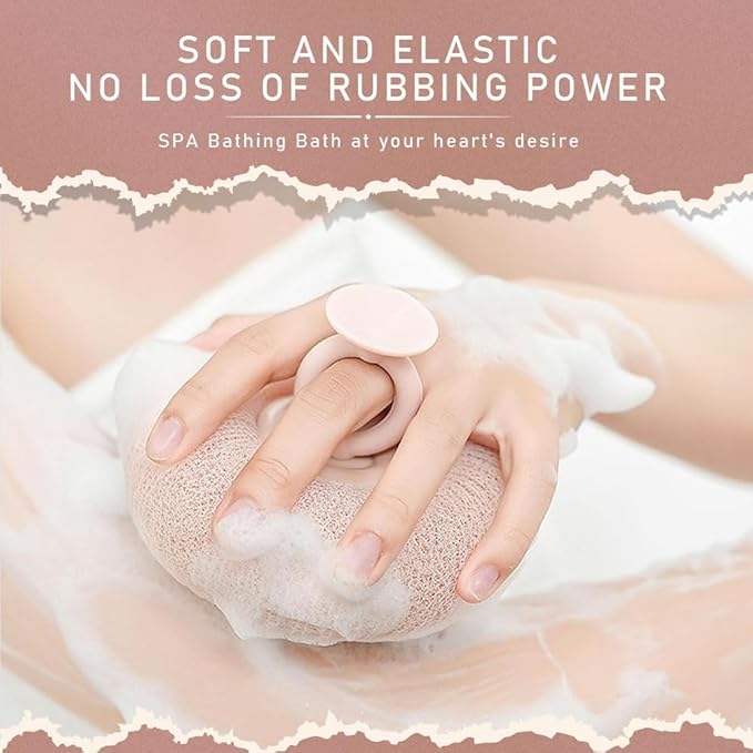 2024 Upgraded 2-in-1 Sunflower Bath Ball,Exfoliating Bath Sponge Cleaning Brush,Super Soft Sunflower Suction Cup Bath Ball,Sponge Mesh Pouf Shower Ball for Women, Men Shower. (Apricot+Purple)