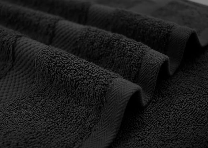 DAN RIVER Bath Towels Set of 4, 27 x 54 Inches, 100% Cotton, Larger & Lighter Weight, Quicker to Dry, Super Soft and Absorbent, Ideal Black Bath Towels for Daily Use