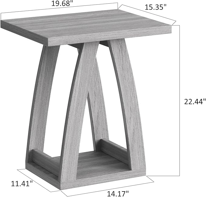 End Tables Living Room, Side Table Beside Sofa, Nightstand for Bedroom, Couch Side Table with Shelf, Modern End Table for Living Room, Grey End Table