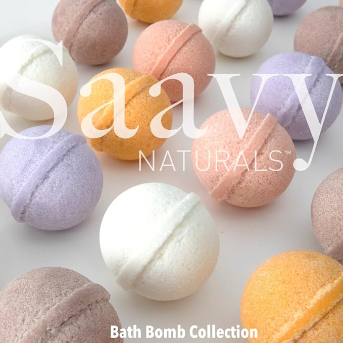 Bath Bombs Saavy Naturals - Clean, Plant Based Ingredients- Made in USA| Organic Bath Bombs 2 Pack Gentle Moisturizig Formula, Foaming Fizz Bubbles, Gift for Women and Kids, 6 Oz Each, 2 Pack