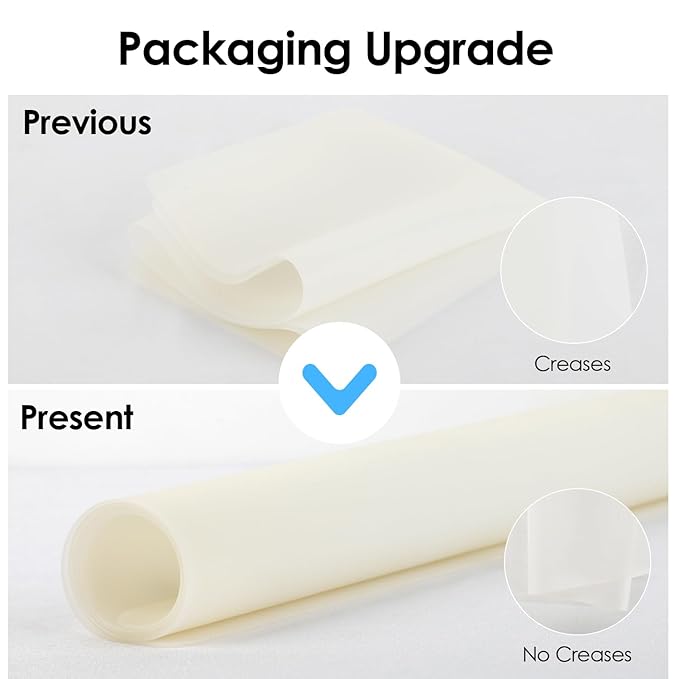 2 Pack Oversize Silicone Table Mats, Silicone Placemat Set of 2 for Baking Craft Pastry Non-Stick, Heat Resistant Waterproof Nonskid Countertop Protector Mat (Translucent, 23.6''x15.75'')