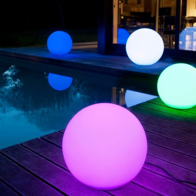 Mr.Go 16-inch Indoor/Outdoor Waterproof Rechargeable LED Glowing Ball Light Orb Globe Lamp w/Remote, 16 RGB Colors 4 Light Effects, Ideal Home Garden Pool Patio Party Ambient Decorative Lighting