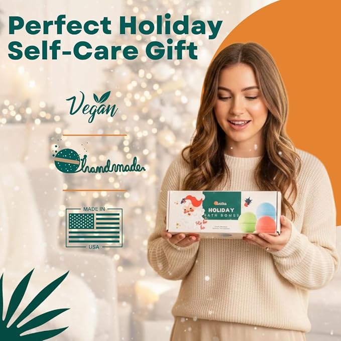 Latika Holiday Bath Bomb Box - Santa for Ultimate Relaxation and Skin Nourishment a Perfect Holiday Gift