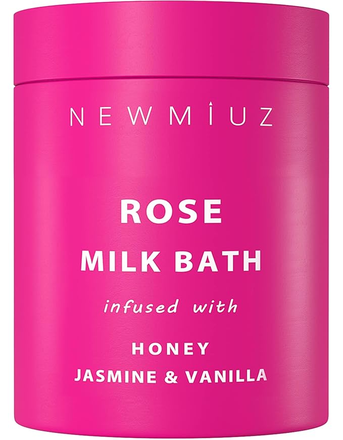 Calming Rose Coconut Milk Bath Soak Moisturize Soften Skin Honey Jasmine Vanilla Destress Luxury Spa Bath Salt Powder Stress Relief Gifts for Women