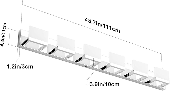 Tipace Modern 6 Lights LED Vanity Light for Bathroom Up and Down Chrome Bathroom Wall Light Fixtures Over Mirror(White Light 6000K)