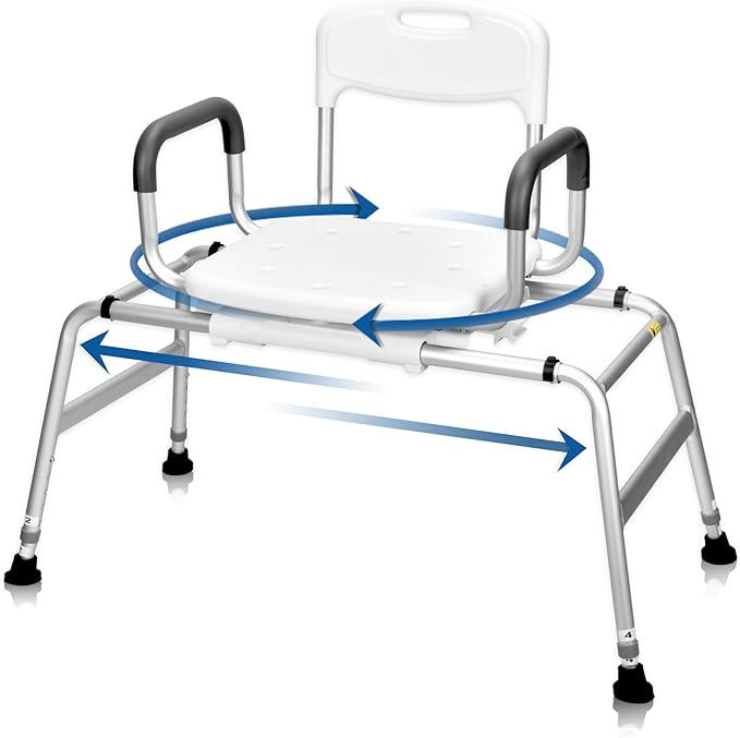 Sangohe Shower Chair for Inside Shower, Sliding Shower Chair, Tub Transfer Bench with 360⁰ Swivel Seat, Tub Transfer Benches for Bathtubs, Medical Shower Seat for Elderly and Disabled, 788B