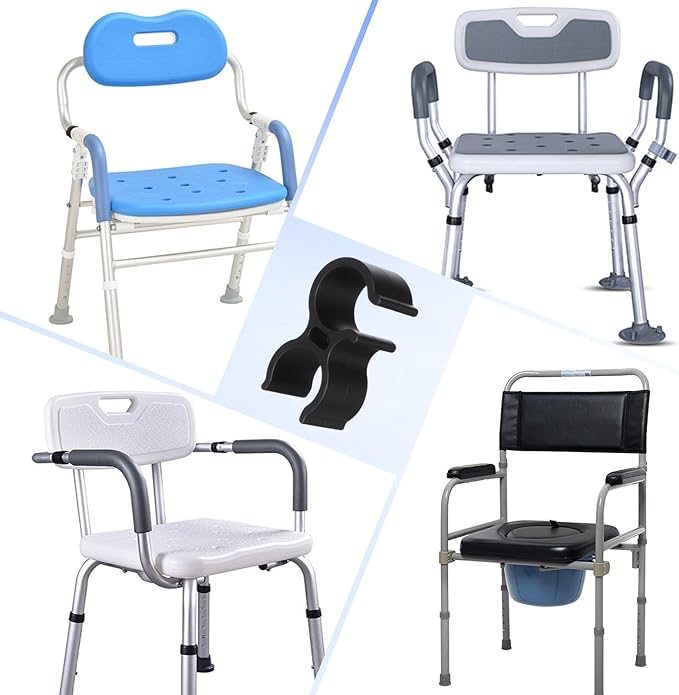 2 PCS Shower Head Holder for Shower Chair, Universal Bath Seat Shower Bracket Attachment for Transfer Bench, Tub Stool, Elderly Disabled Users, Universal Fit