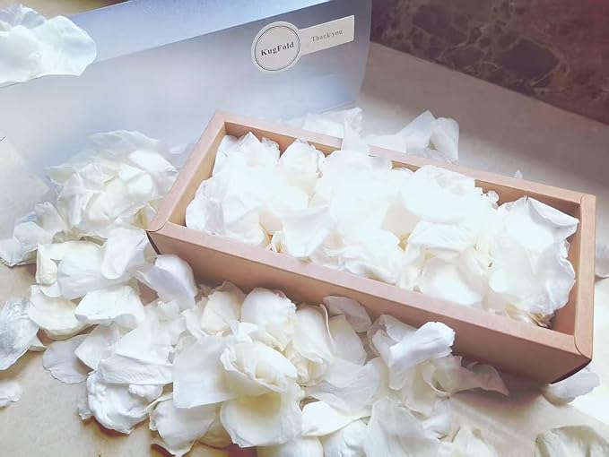 3.52oz Real White Rose Petals,Natural Petals For Wedding Party Decorations,Dried Flower Confetti,Rose Flower Girl,Table Centerpieces,Bridal Shower,Romantic Night,Proposal Decor