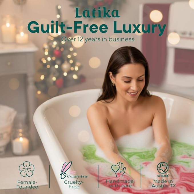 Latika Holiday Bath Bomb Box - Santa for Ultimate Relaxation and Skin Nourishment a Perfect Holiday Gift