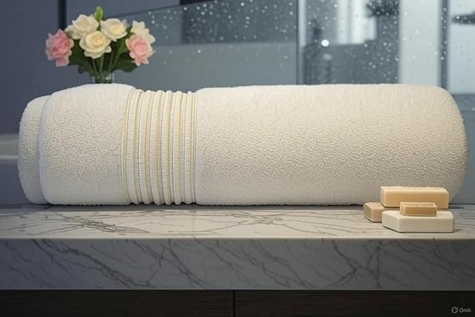Milara Turkish Luxurious Extra Large Cotton Bath Sheet | Premium Bath Sheet Towels Ultra-Soft, Highly Absorbent, Durable | White Color Plush Bath Sheets, (35x70 Inches)