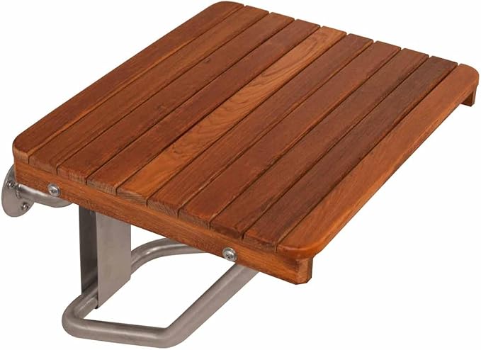 Teak Wall Mounted Shower Bench Seat | 24" W x 16" D | Plantation Teak | ADA Compliant